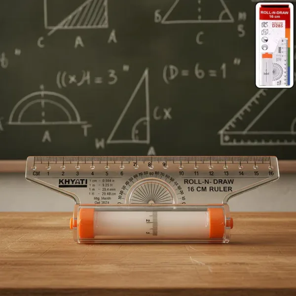 Precision Ruler 16 cm with Rolling Mechanism for Perfect Circles