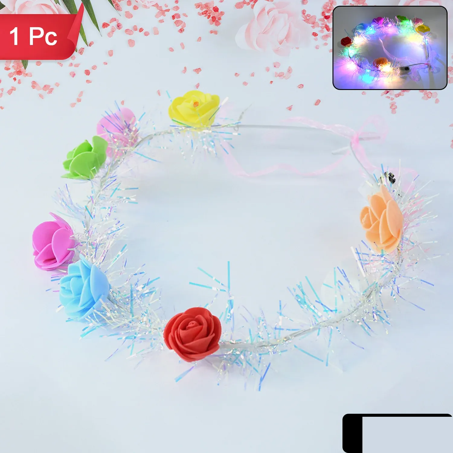 Premium LED Flower Crown Headband – Multicolor Light-Up Roses - Buy Online at Alikart