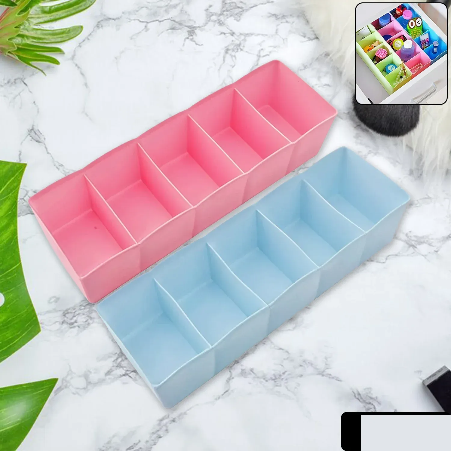 Premium Socks Storage Organizer – 5 Compartment Drawer Box (Pack of 2) | Organivo - Buy Online at Alikart