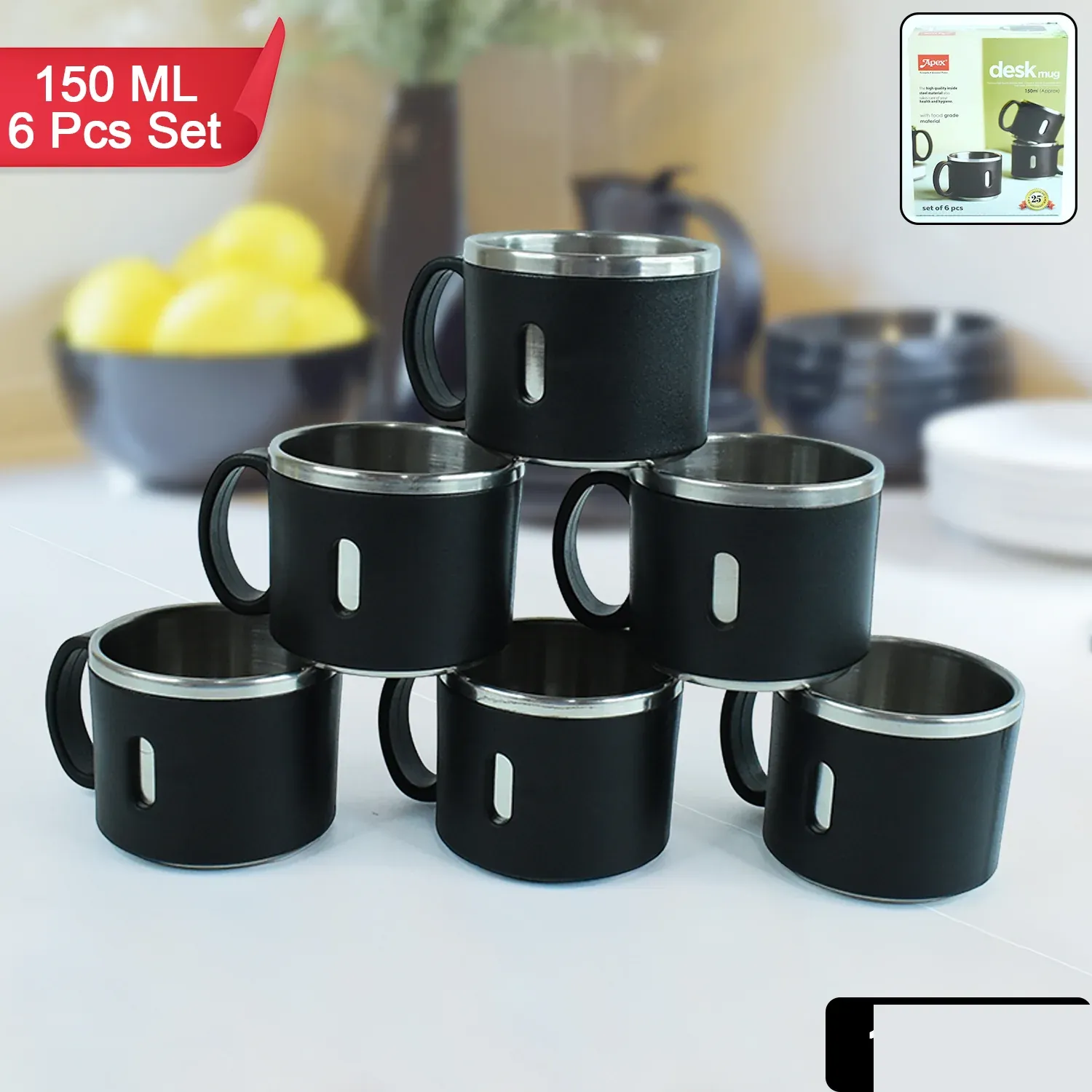 Stainless Steel Desk Mug Set – Durable 150ml Tea & Coffee Cups - Detailed Feature View 1