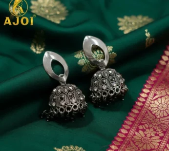 Silver Teardrop Earrings – Vintage Silver Finish with Bead Accents