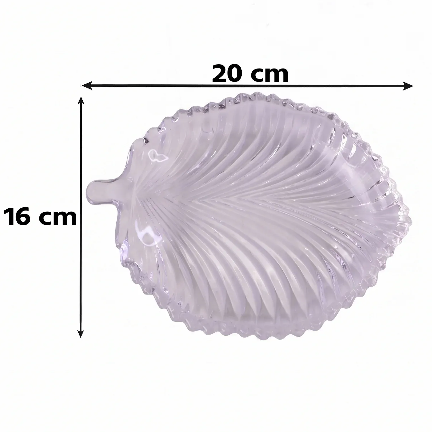 Leaf Shape Glass Serving Tray 20 x 16 cm Platter for Snacks and Dessert (1 Pc) - Detailed Feature View 5