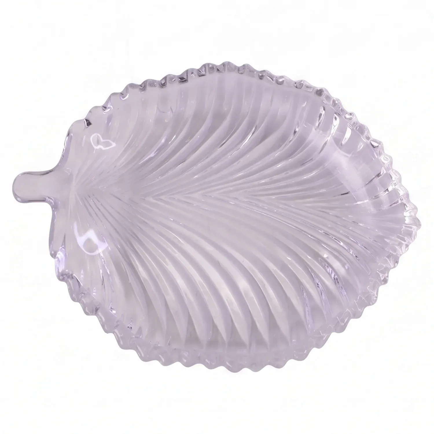 Leaf Shape Glass Serving Tray 20 x 16 cm Platter for Snacks and Dessert (1 Pc) - Detailed Feature View 4