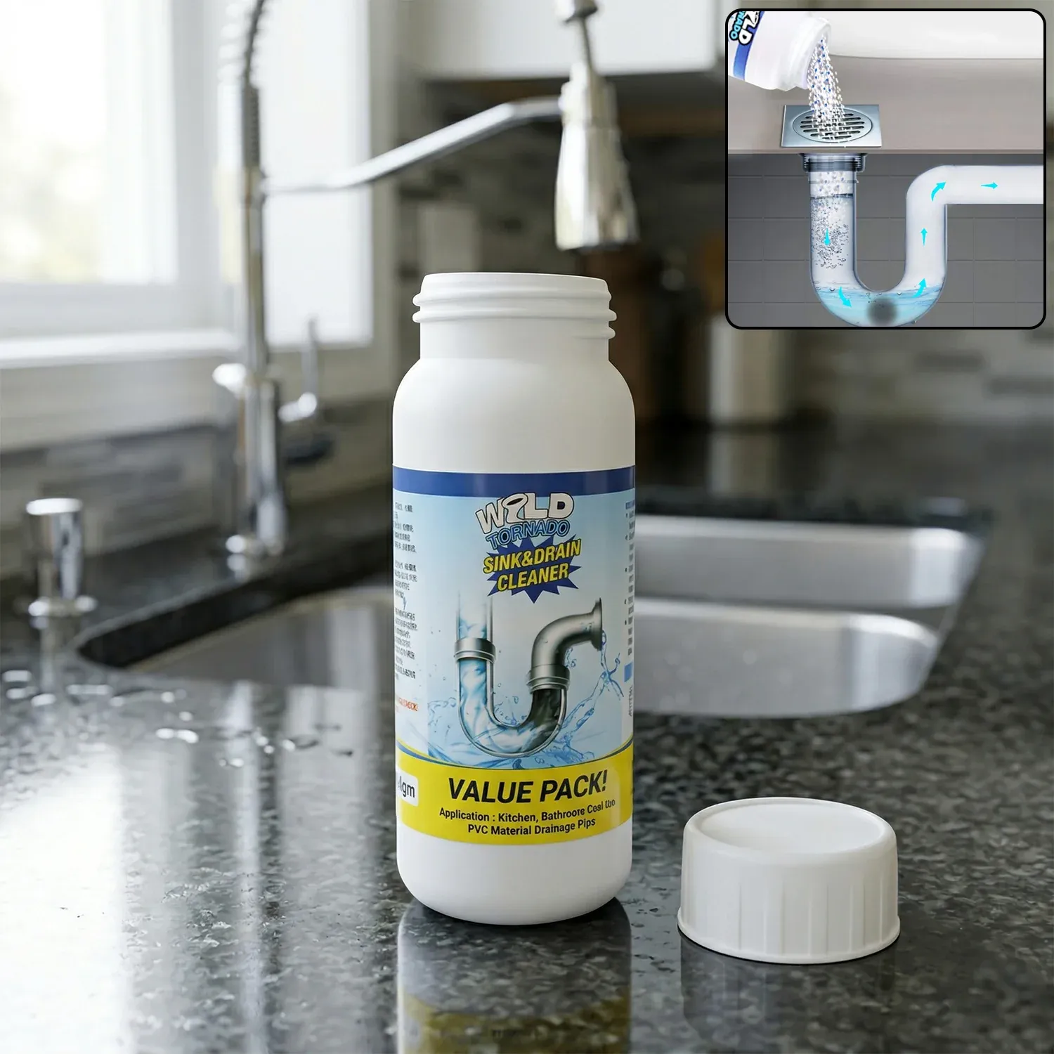 Premium Sink and Drain Cleaner Powder – Quick & Powerful Blockage Removal - Buy Online at Alikart