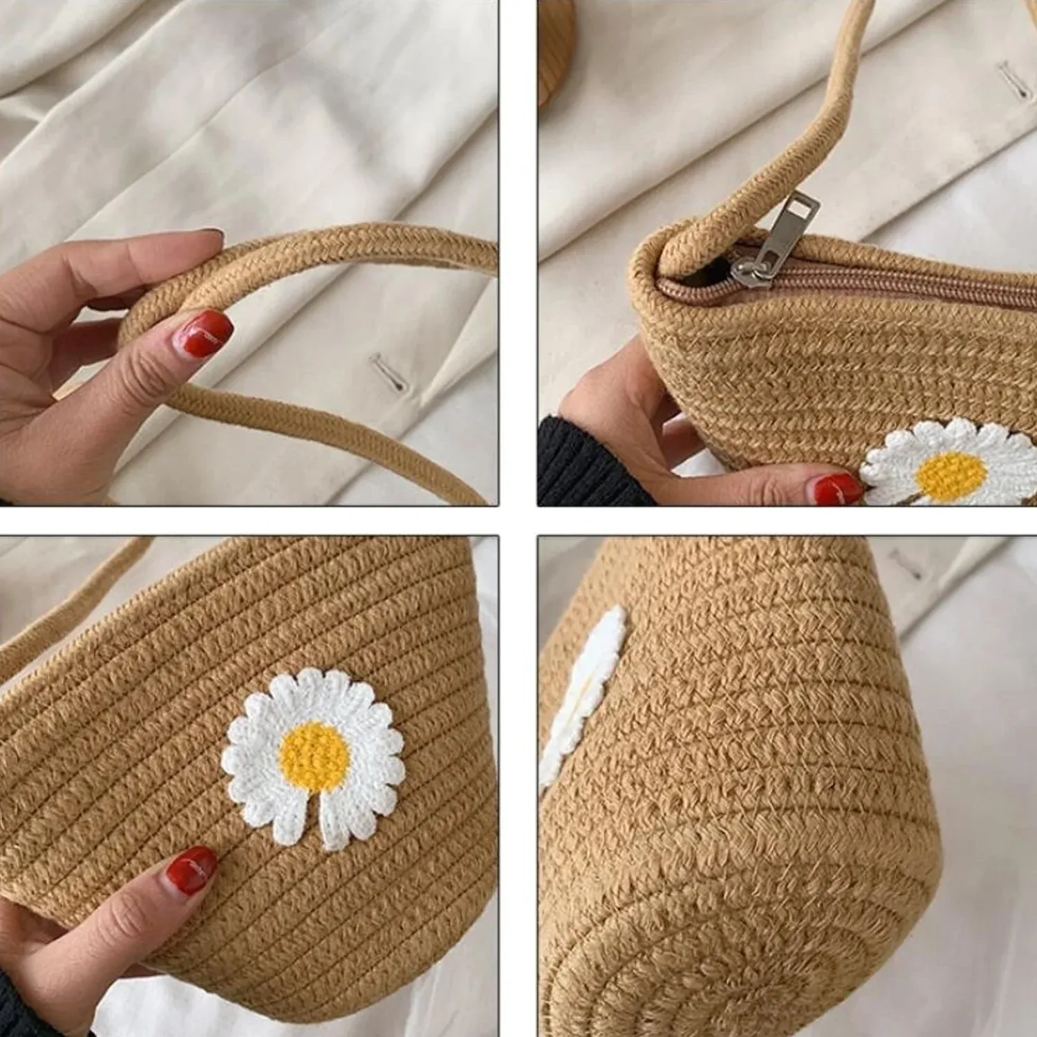 Jute Crossbody Bag – Lightweight Casual & Travel Essential - Detailed Feature View 3