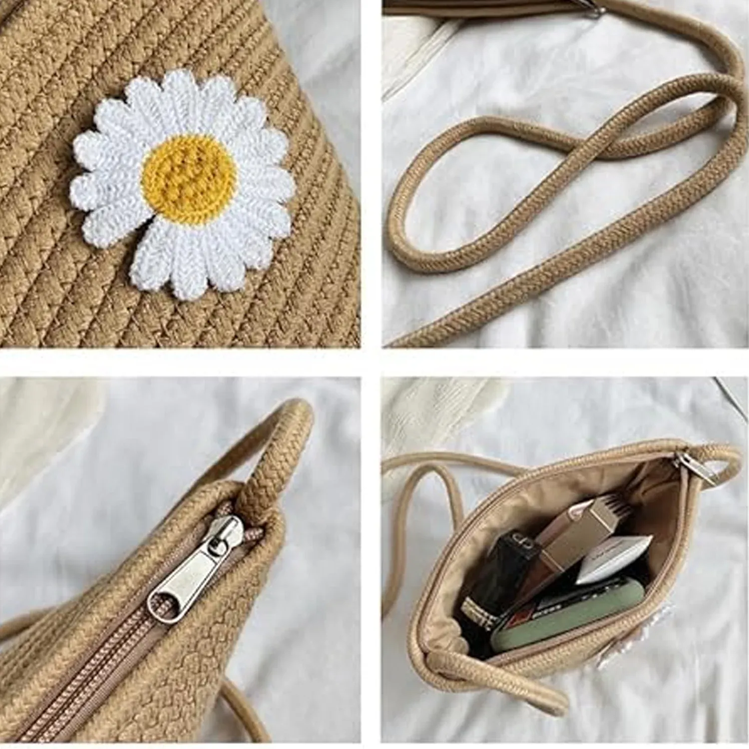 Jute Crossbody Bag – Lightweight Casual & Travel Essential - Detailed Feature View 6
