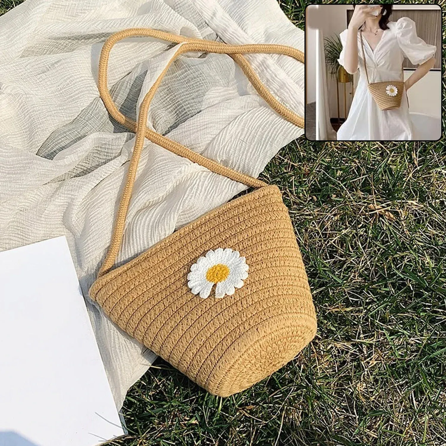 Premium Jute Crossbody Bag – Lightweight Casual & Travel Essential - Buy Online at Alikart