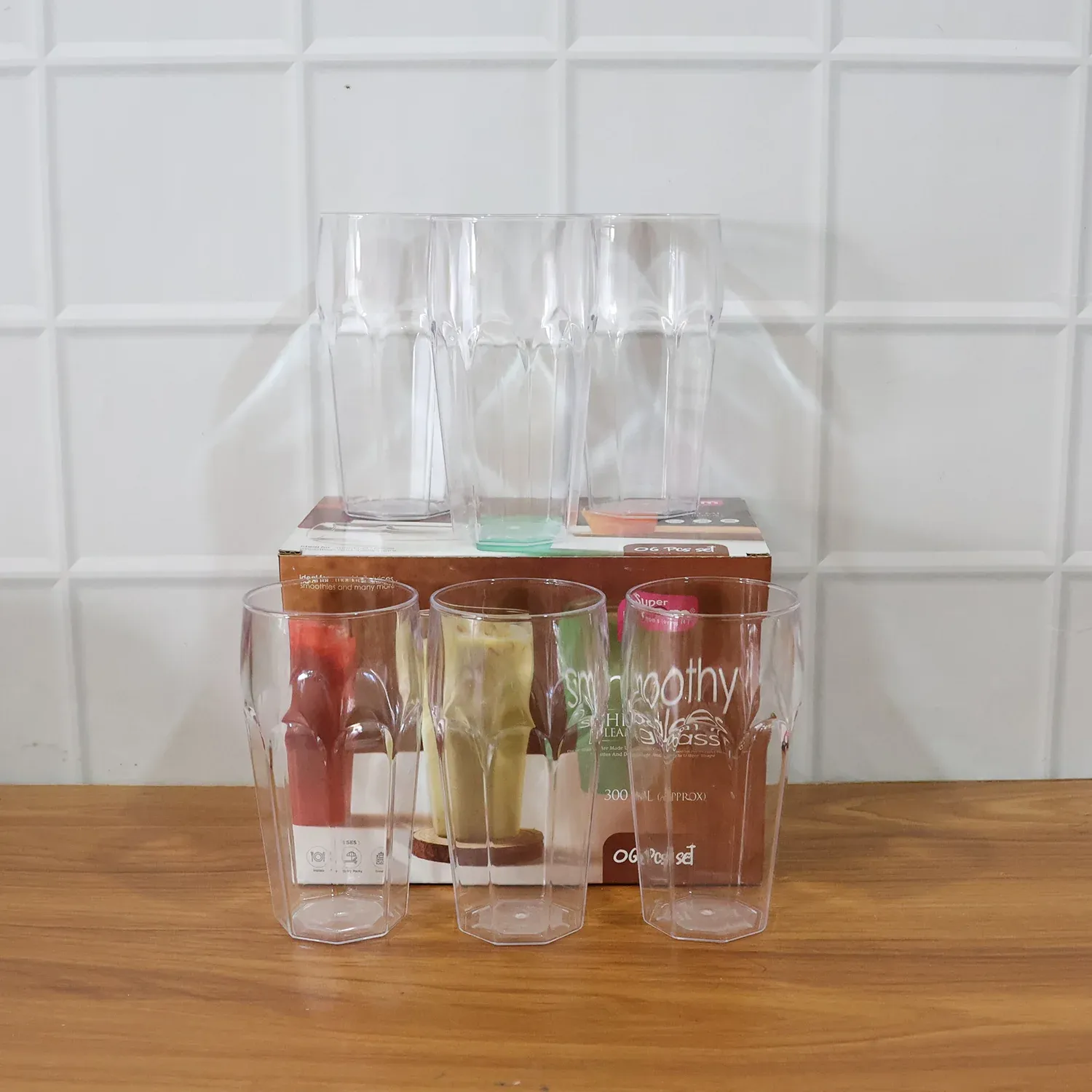 Transparent Smoothie Glass Set – 6 Durable 300ml Tumblers - Detailed Feature View 13