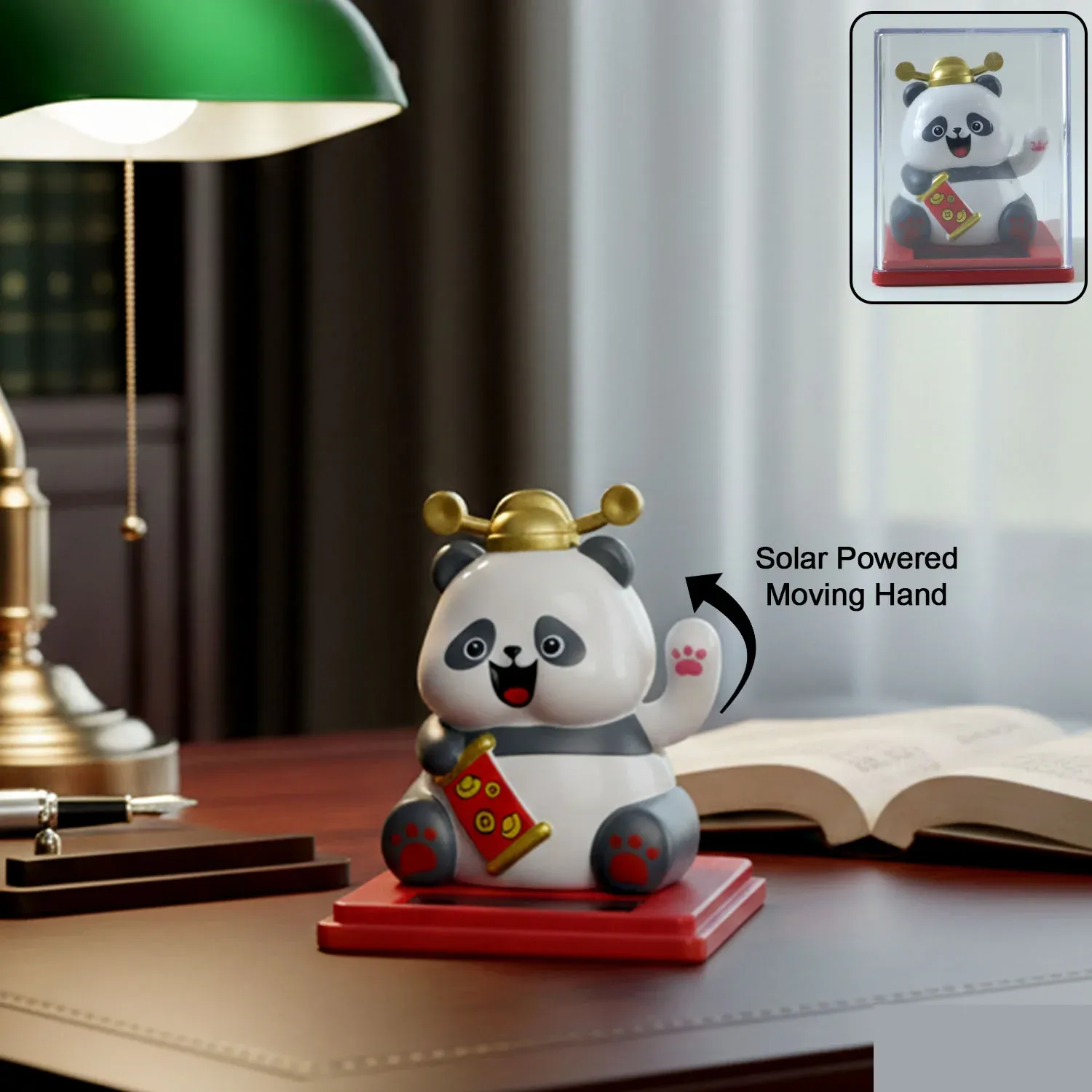 Premium Solar Powered Moving Hand Panda Showpiece – Cute Waving Desk Decor - Buy Online at Alikart