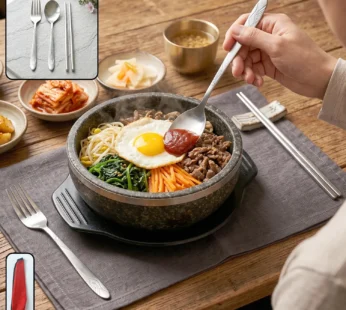 Portable Stainless Steel Cutlery Set Fork Spoon Chopsticks Pouch (4 Pc Set)