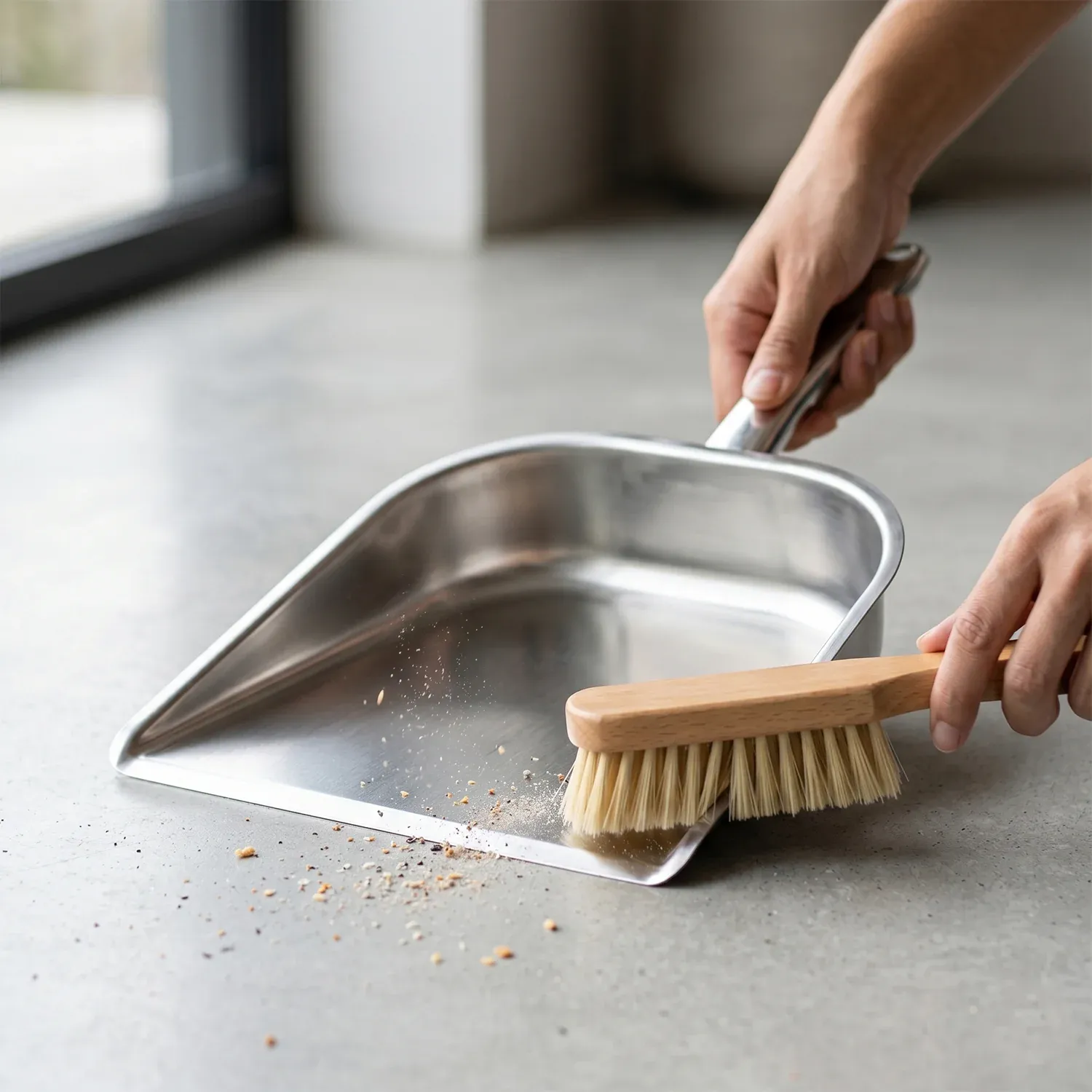 Stainless Steel Dustpan – Heavy Duty Cleaning Tool with Handle - Detailed Feature View 7