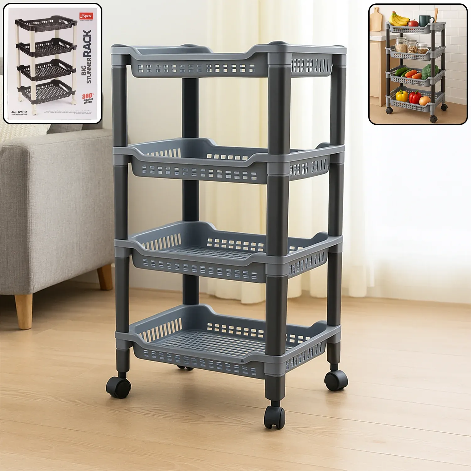 Premium Plastic Storage Rack – 4-Layer Ventilated Multipurpose Organizer - Buy Online at Alikart