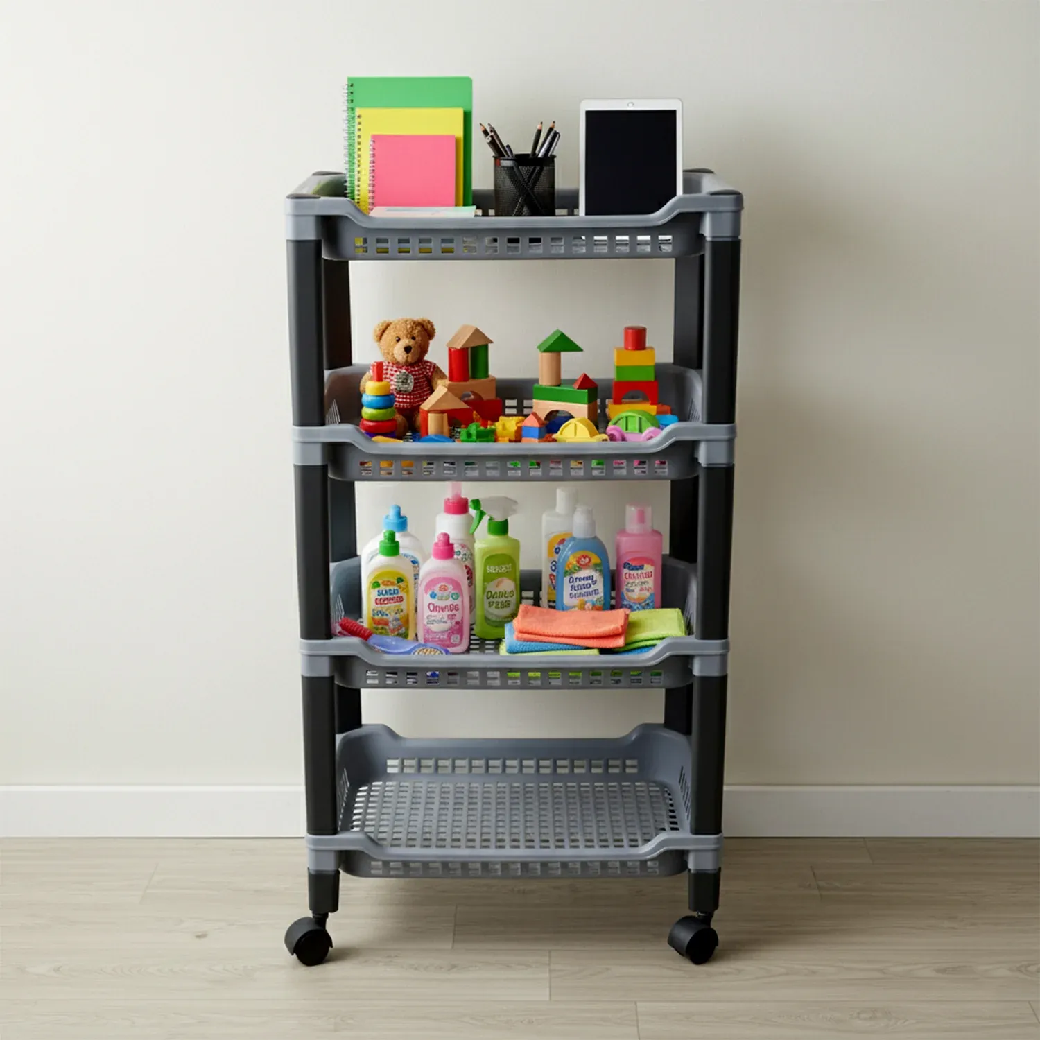 Plastic Storage Rack – 4-Layer Ventilated Multipurpose Organizer - Detailed Feature View 3