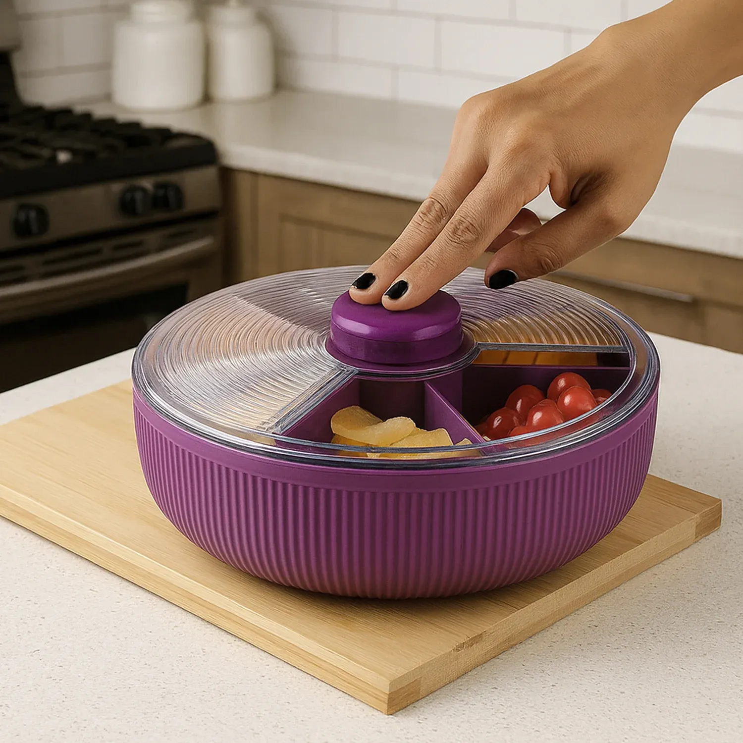 Rotating Dry Fruit Storage Container – Multipurpose Snack Organizer - Detailed Feature View 5