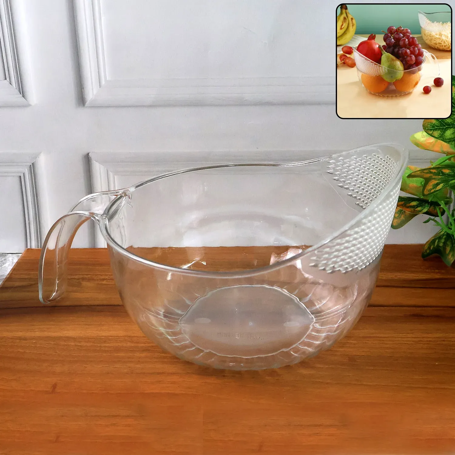 Premium Transparent Plastic Bowl with Handle – Large Multipurpose Kitchen Basket - Buy Online at Alikart
