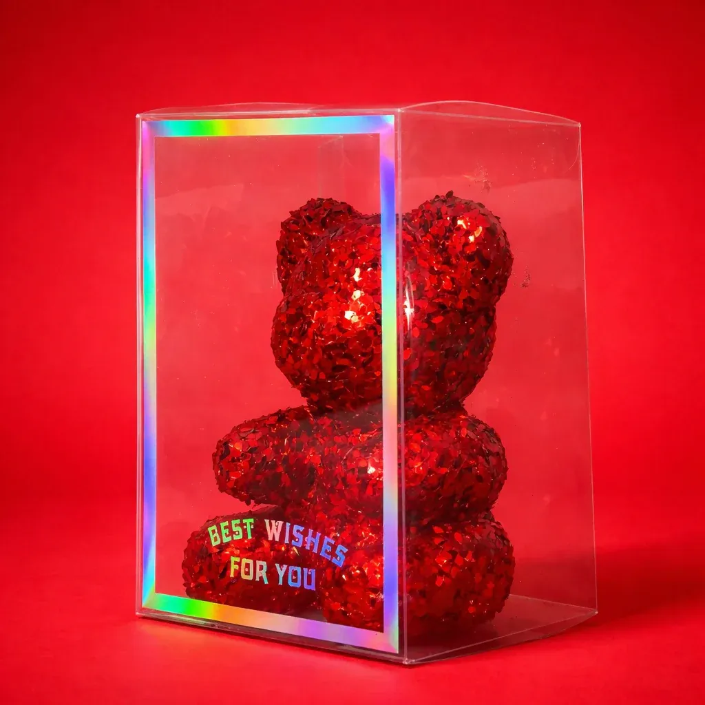 Red Glitter Teddy Bear – Perfect Gift for Special Occasions - Detailed Feature View 2
