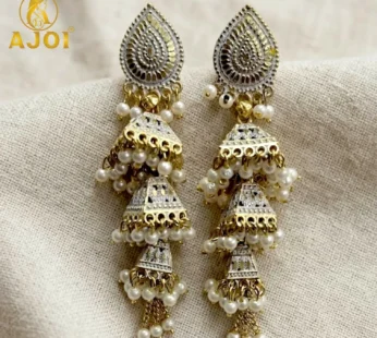 Traditional Jhumka Earrings – Elegant Pearl Drop Design for Festive Looks