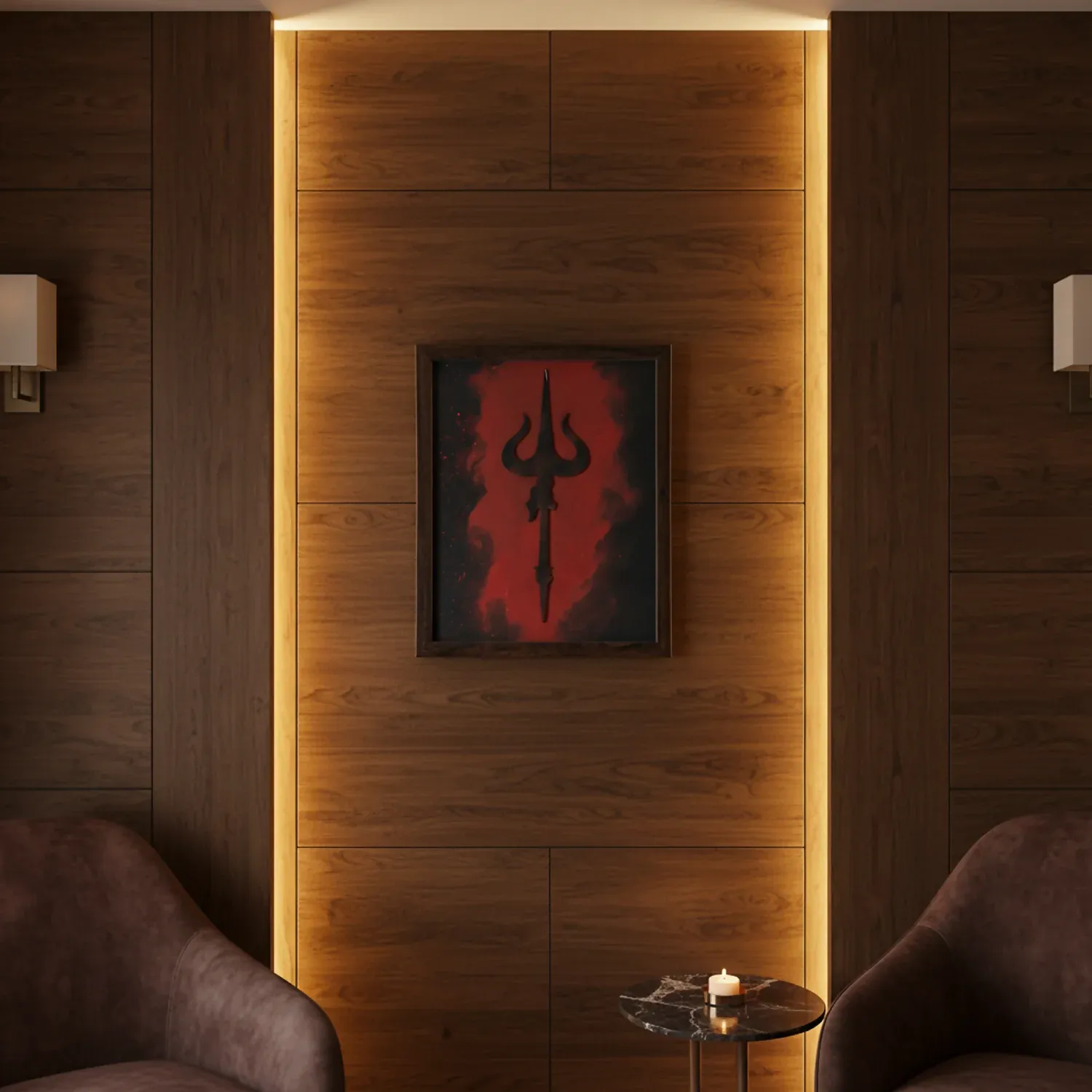 Mahadev Trishul Wall Art – Modern Spiritual Decor for Living Room - Detailed Feature View 2