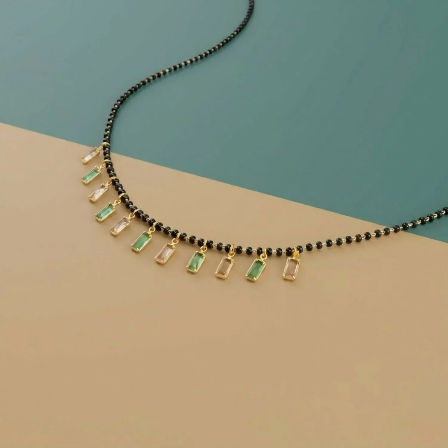 Premium Elegant Navrang Charm Mangalsutra Necklace – Vibrant Multicolor Stones - Buy Online at Alikart