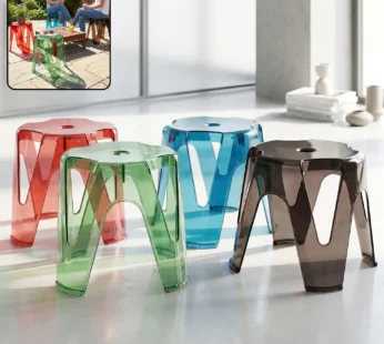 Transparent Plastic Stool Set – Indoor Outdoor Stackable 4 Pc