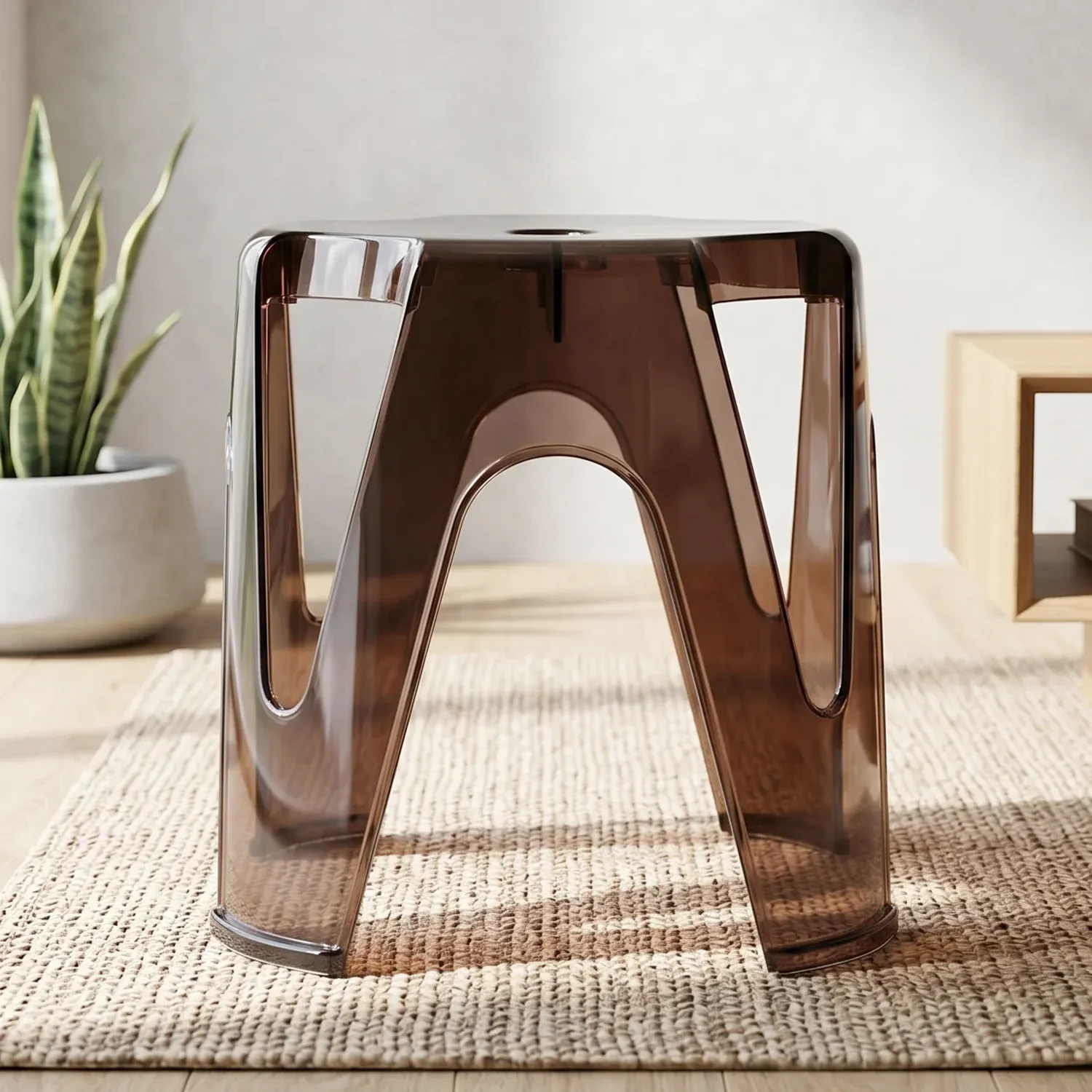 Transparent Plastic Stool Set – Indoor Outdoor Stackable 4 Pc - Detailed Feature View 3
