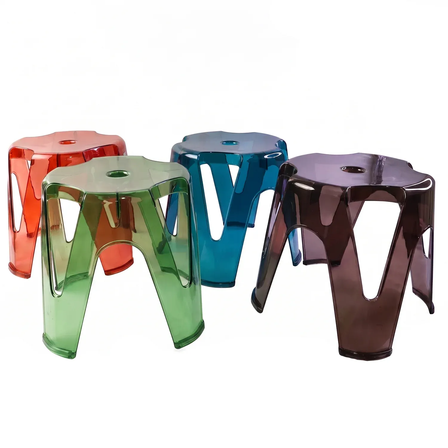 Transparent Plastic Stool Set – Indoor Outdoor Stackable 4 Pc - Detailed Feature View 4