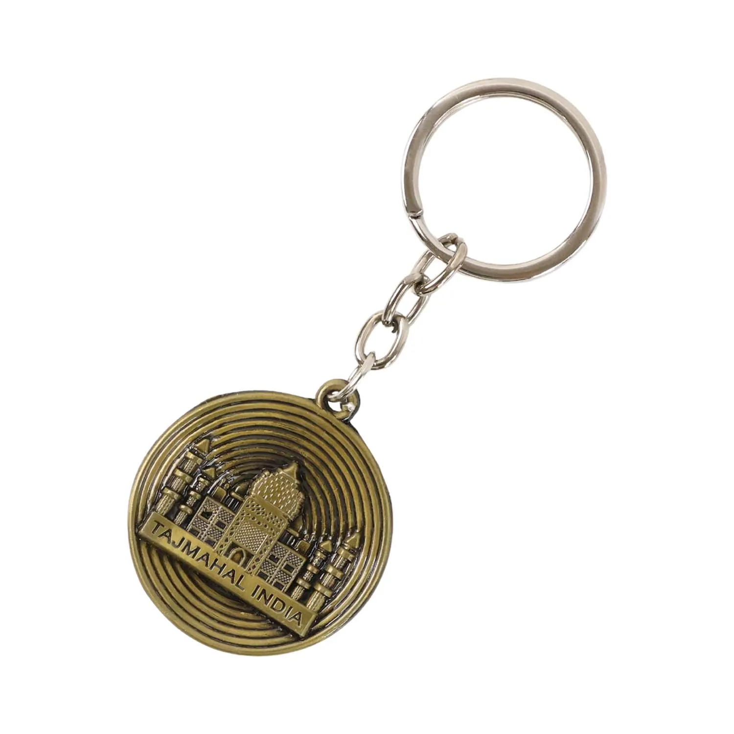Taj Mahal Souvenir Keychain – Antique Brass Finish Durable Metal - Detailed Feature View 4