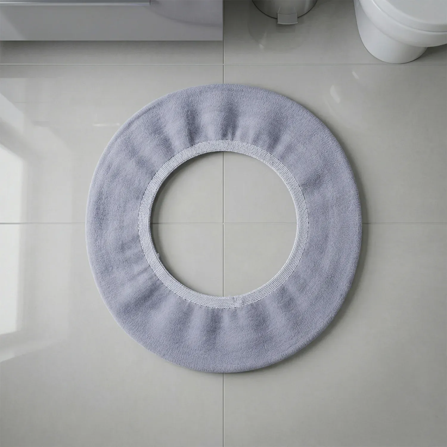 Soft Fabric Elastic Toilet Seat Cover – Washable & Comfortable Fit - Detailed Feature View 6