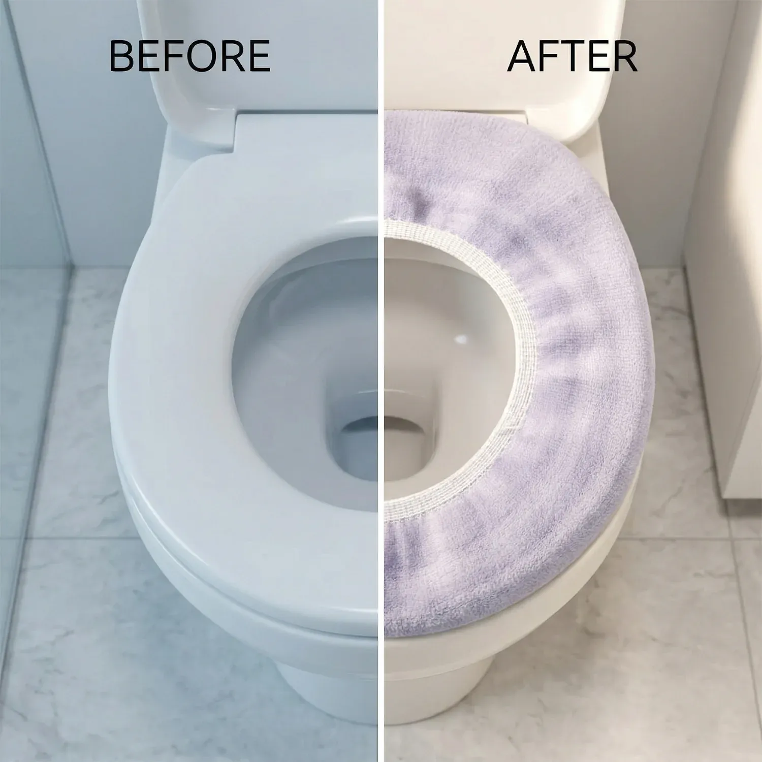 Soft Fabric Elastic Toilet Seat Cover – Washable & Comfortable Fit - Detailed Feature View 2