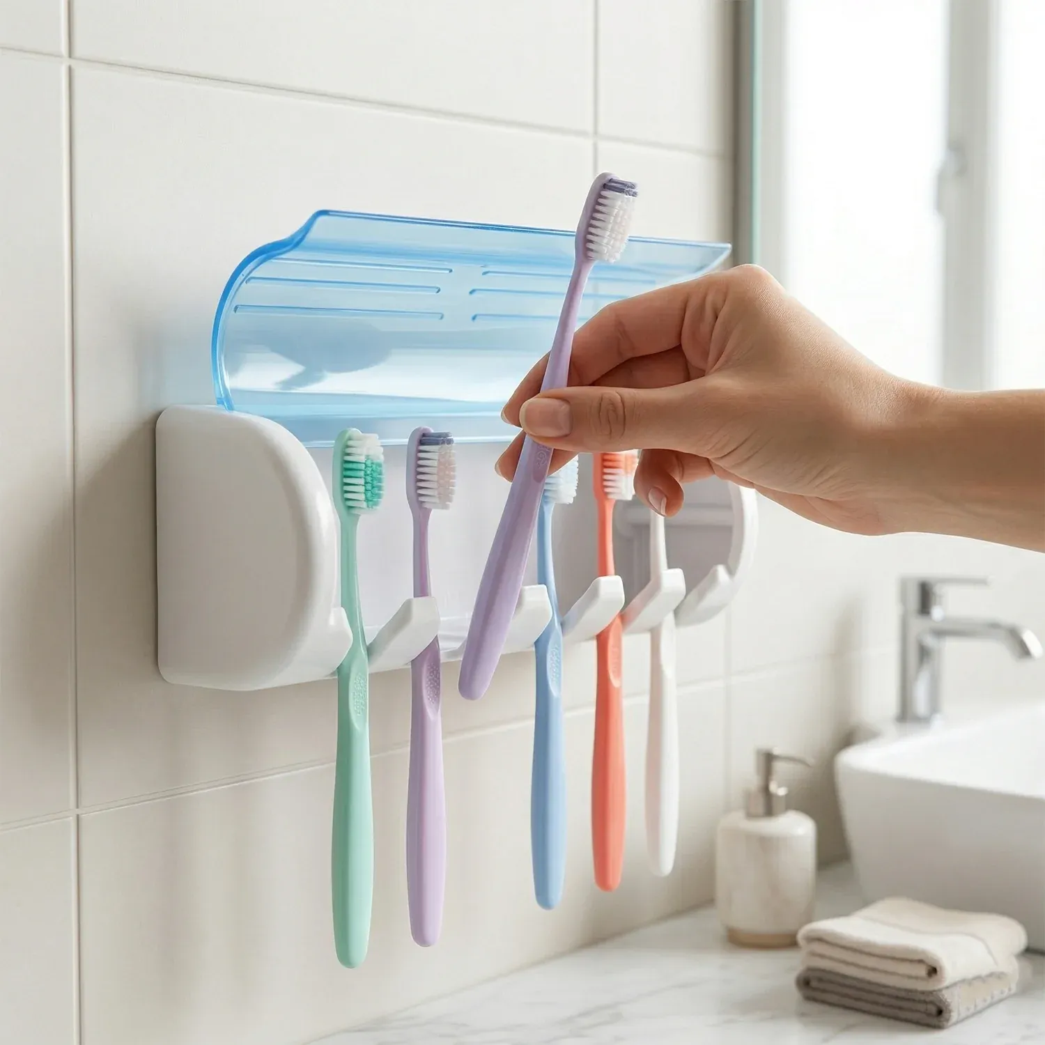 Wall Mounted Toothbrush Holder – Hygienic & Space-Saving Design - Detailed Feature View 4
