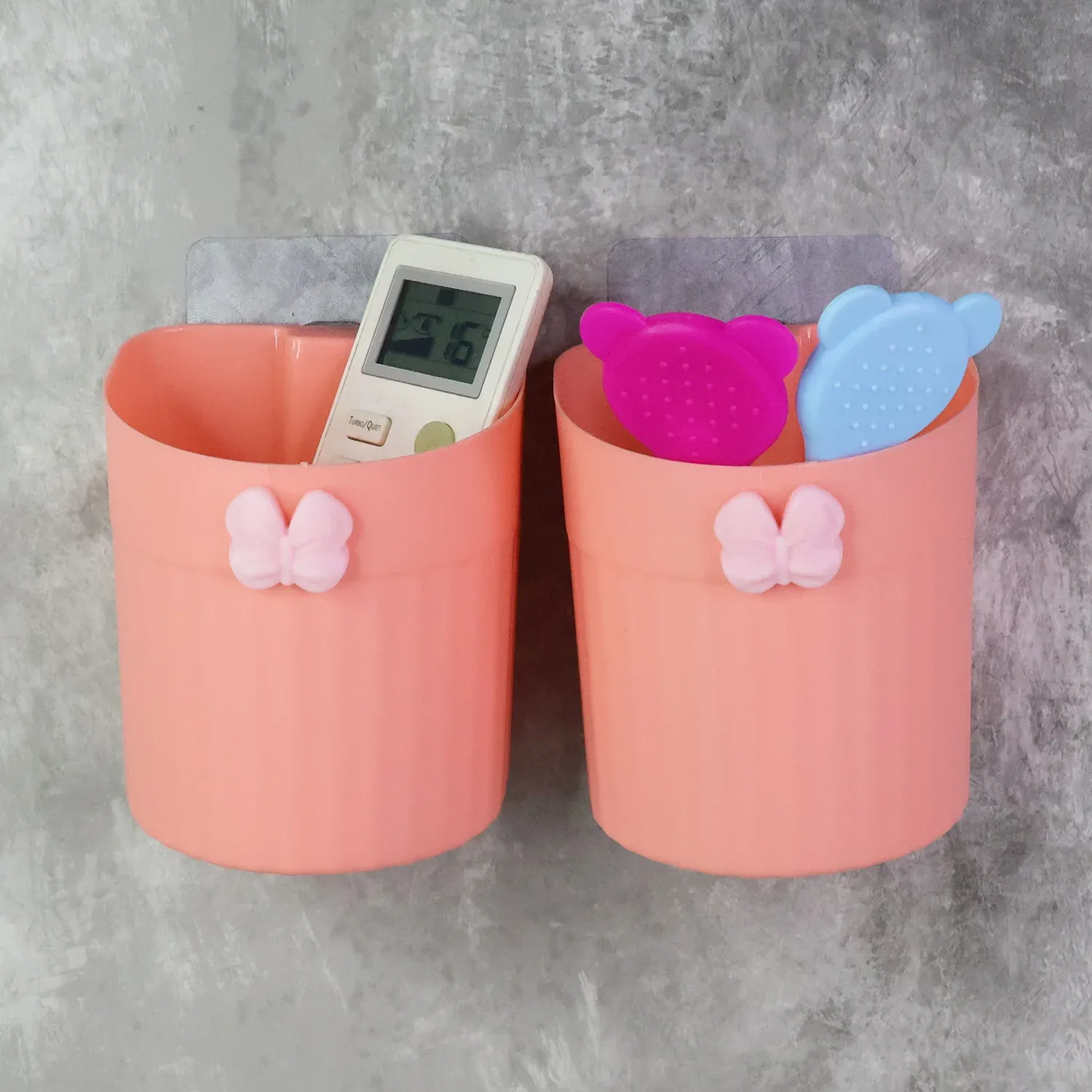 Wall-Mounted Toothbrush Holder – Butterfly Design, 2 Pc Set - Detailed Feature View 2