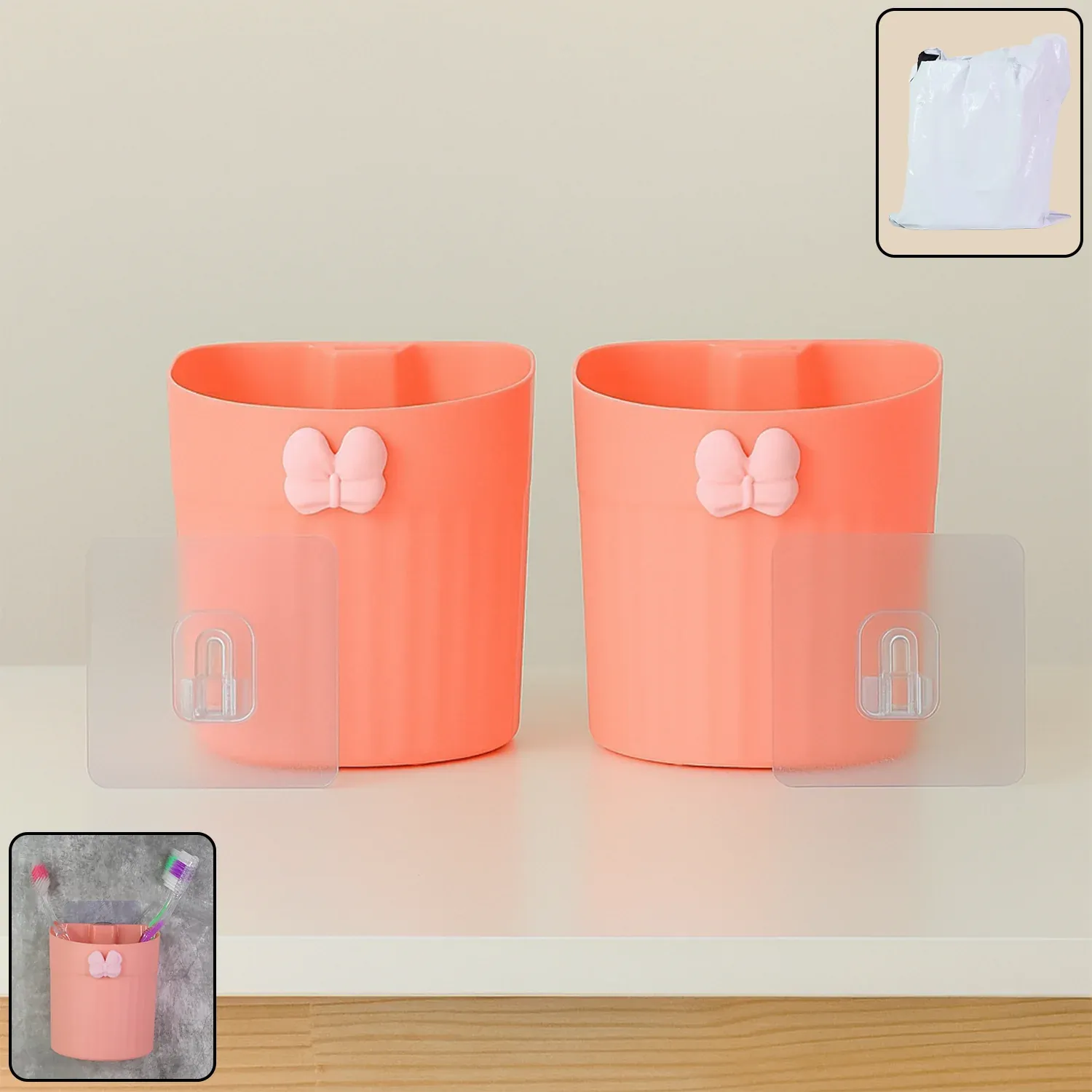 Premium Wall-Mounted Toothbrush Holder – Butterfly Design, 2 Pc Set - Buy Online at Alikart