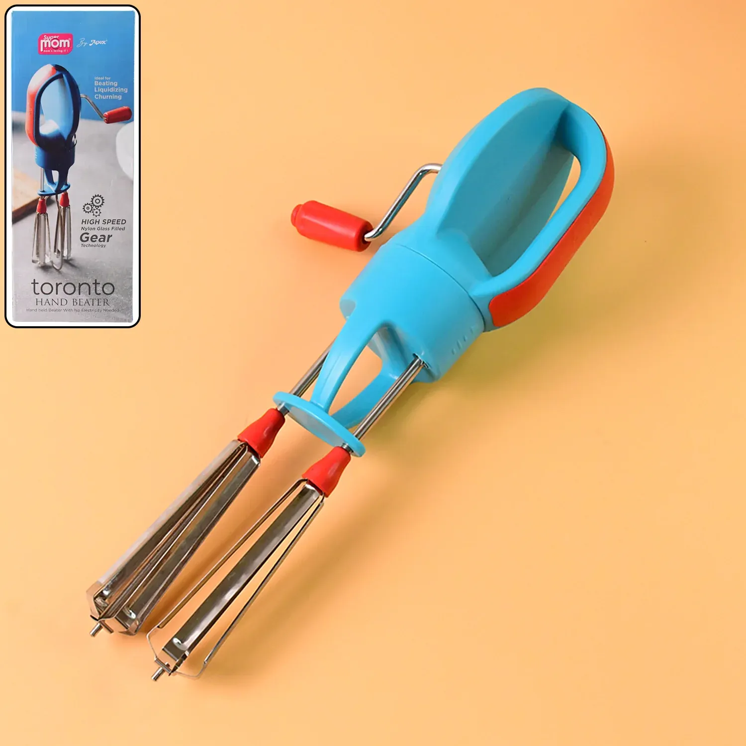 Premium Manual Hand Beater – High-Speed Dual Stainless Steel Whisks - Buy Online at Alikart
