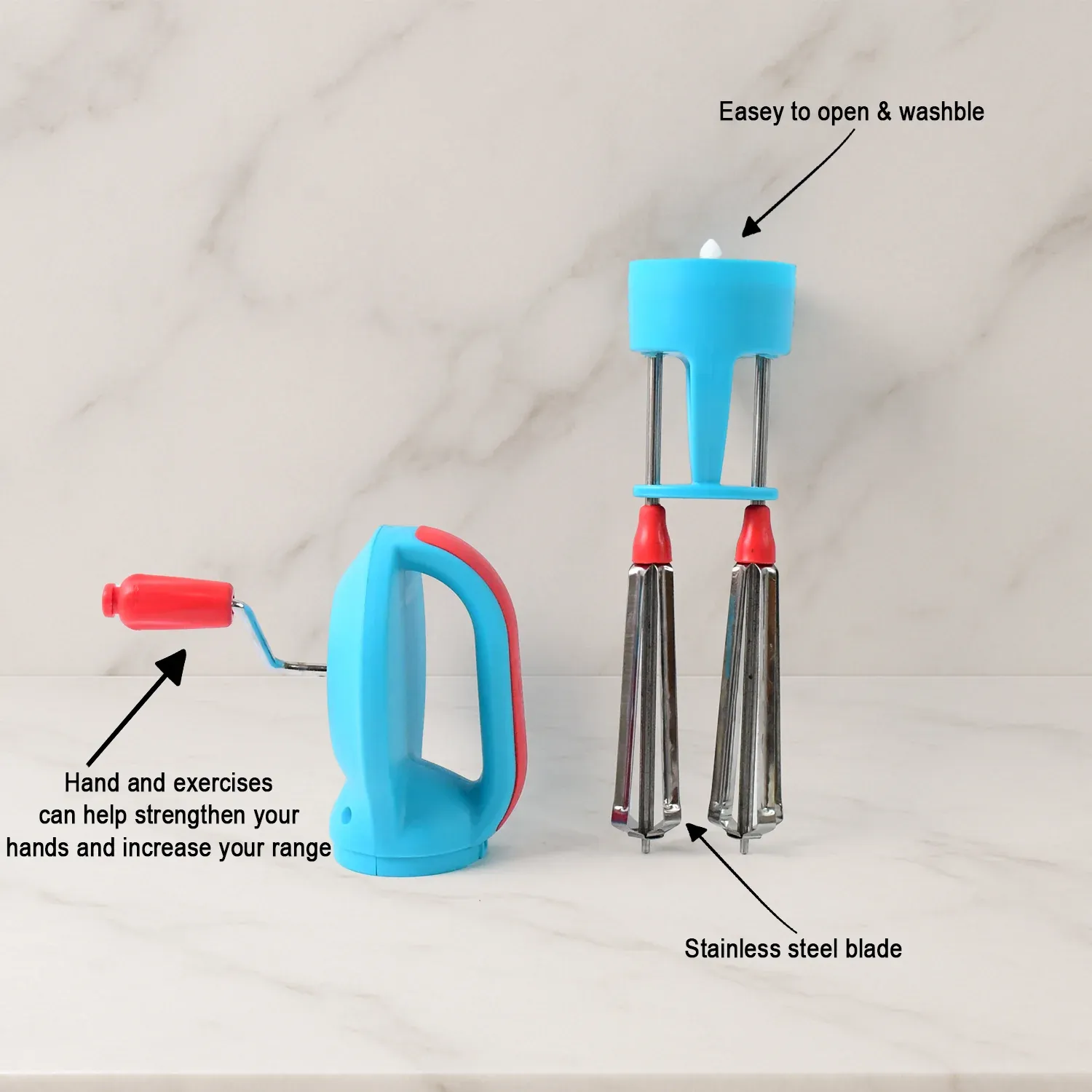 Manual Hand Beater – High-Speed Dual Stainless Steel Whisks - Detailed Feature View 6