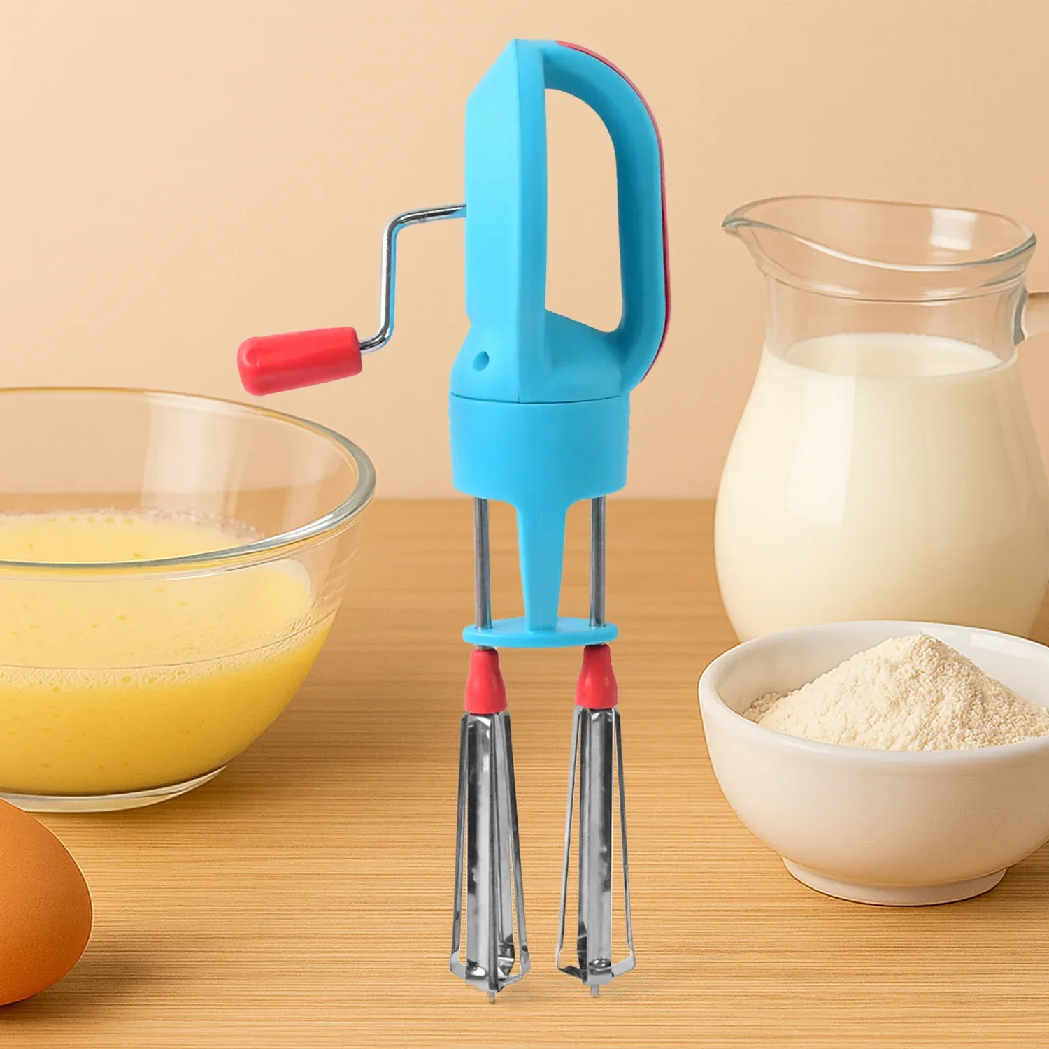 Manual Hand Beater – High-Speed Dual Stainless Steel Whisks - Detailed Feature View 2