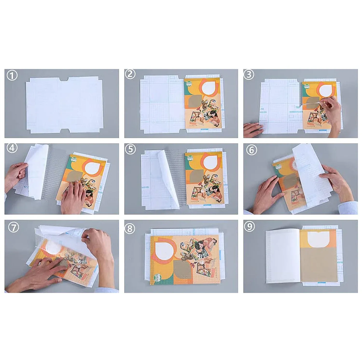 Transparent Adhesive Book Covers – 30 Pc Mix Size Set - Detailed Feature View 8