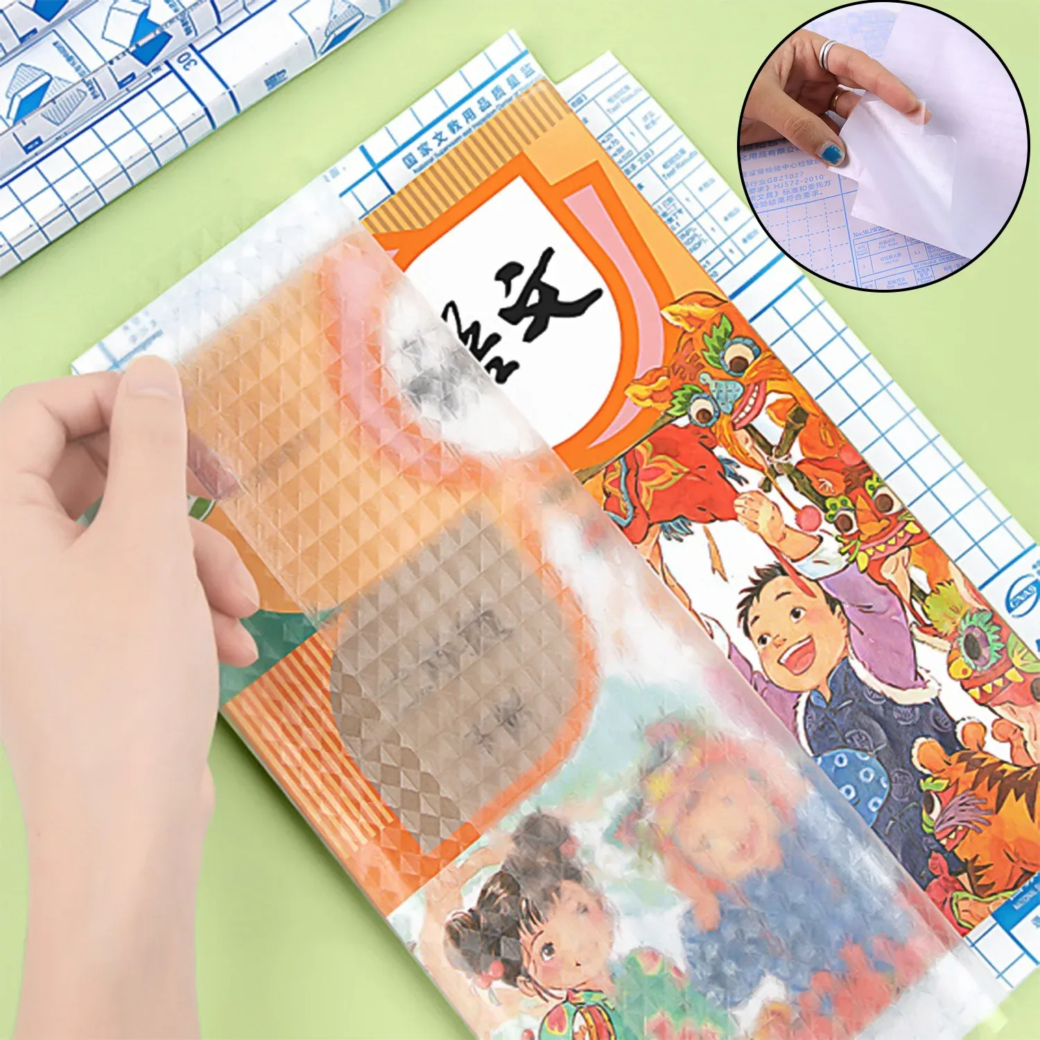 Transparent Adhesive Book Covers – 30 Pc Mix Size Set - Detailed Feature View 7
