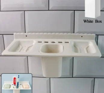 Wall-Mounted Bathroom Organizer – 4-in-1 Space Saver