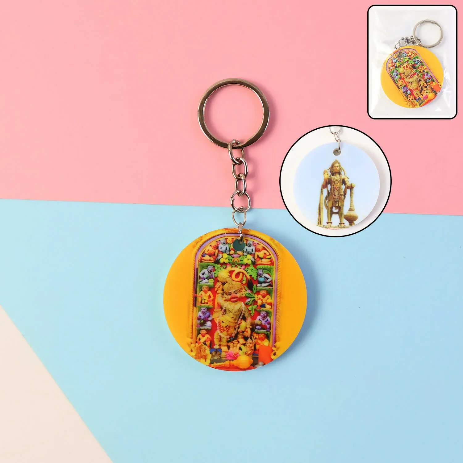 Premium Hanuman Mandir Keychain – Bright Devotional Lightweight Accessory - Buy Online at Alikart