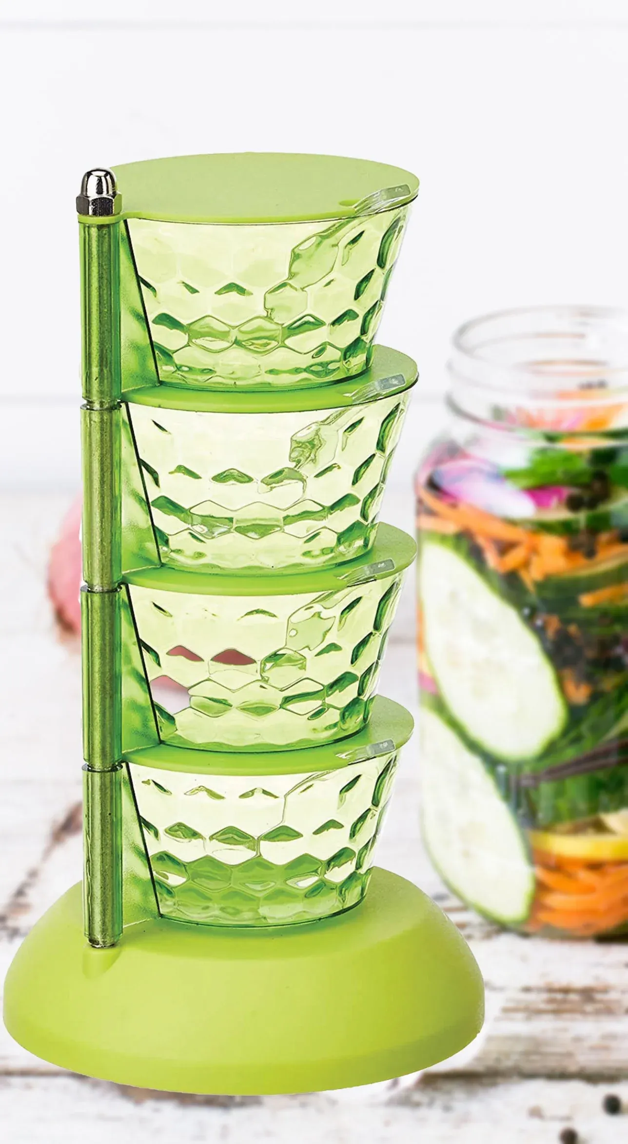 Rotating Pickle Rack – 4-in-1 Multipurpose Kitchen Storage | CookAura - Detailed Feature View 3
