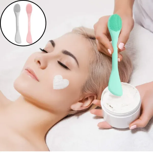 2-in-1 Silicone Face Mask Brush & Face Scrubber – Facial Cleansing & Mask Applicator Tool for Cream, Mud, Clay & Moisturizers(Random
