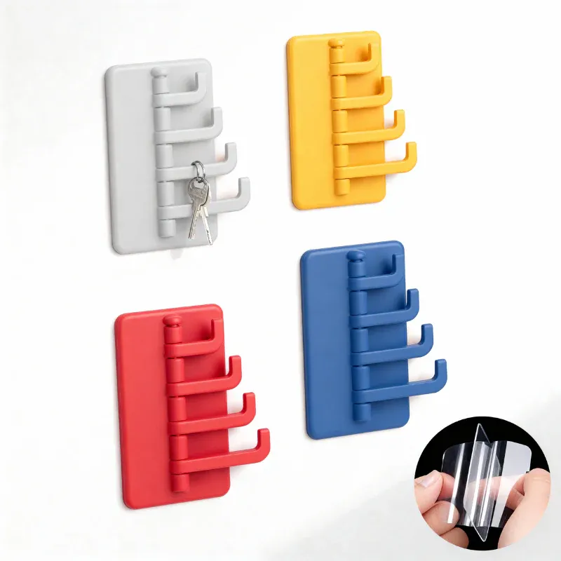 Premium Rotatory Multi-Purpose 4-Hook with Adhesive Sticker – Kitchen & Home Use (Random color-Pack of 1) - Buy Online at Alikart