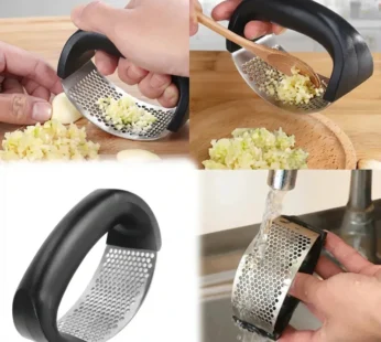 Stainless Steel Garlic Press & Chopper – Heavy-Duty Manual Crusher for Ginger, Garlic, Nuts & Herbs | Easy Squeeze Kitchen Tool