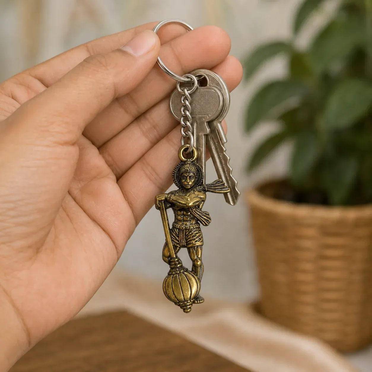 Premium Hanuman with Gada Keychain | Strong Metal Keyring for Devotees & Gifts - Buy Online at Alikart
