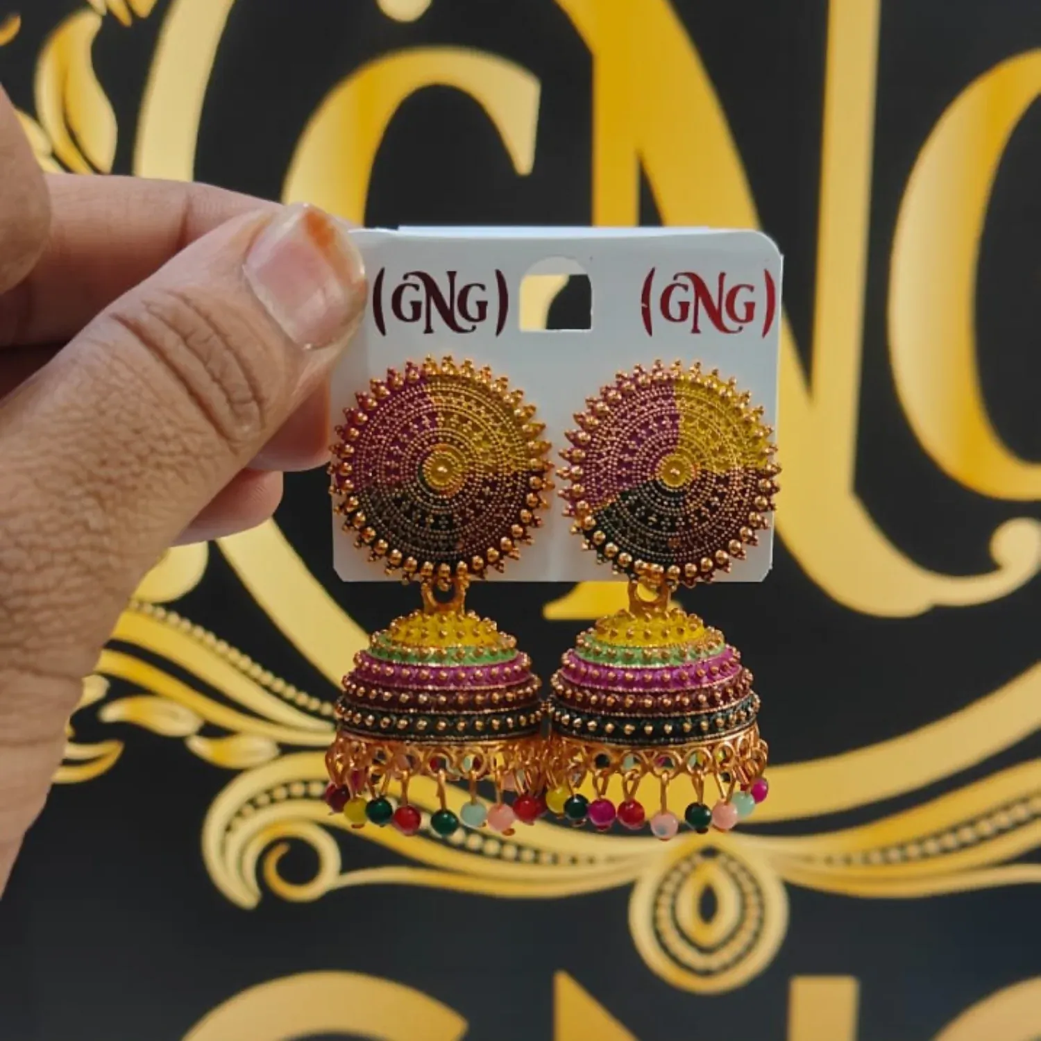 Premium Traditional Jhumka Earrings – Vibrant Multicolored Detailing - Buy Online at Alikart