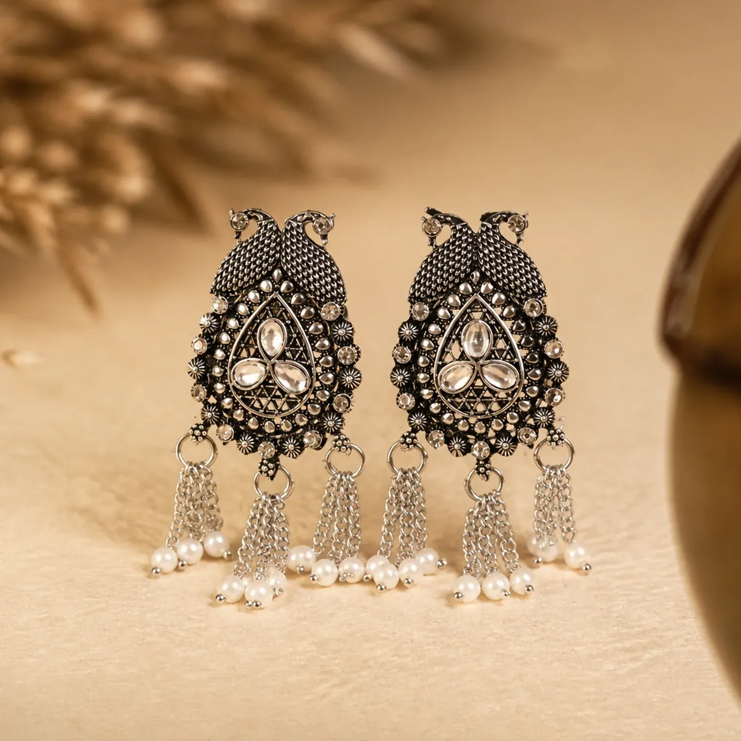 Traditional Pearl Necklace Set – Elegant Cotton & Designer Touch - Detailed Feature View 3