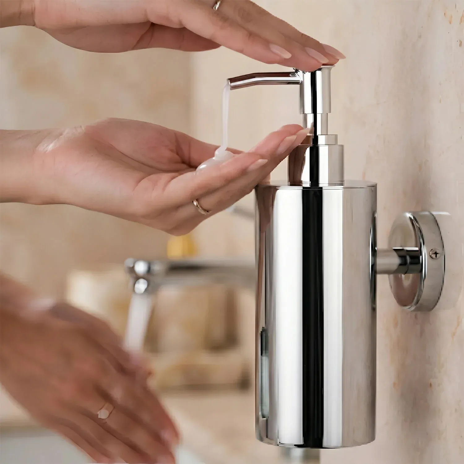 Stainless Steel Wall-Mounted Liquid Soap Dispenser – Modern & Durable - Detailed Feature View 1