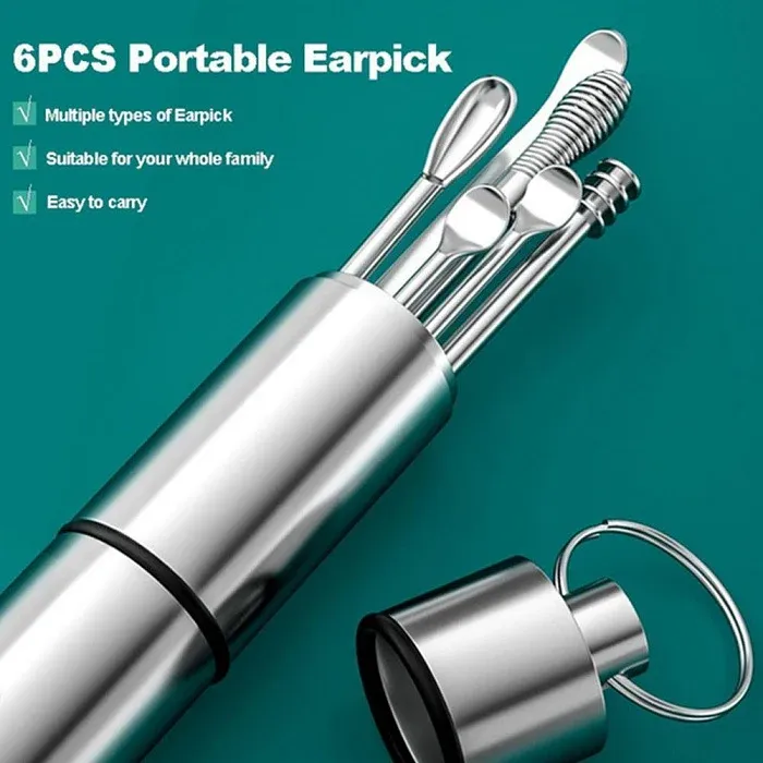 Premium 6 Pcs Ear Cleaning Kit with Aluminum Tube – Reusable Ear Wax Removal & Ear Care Tools - Buy Online at Alikart