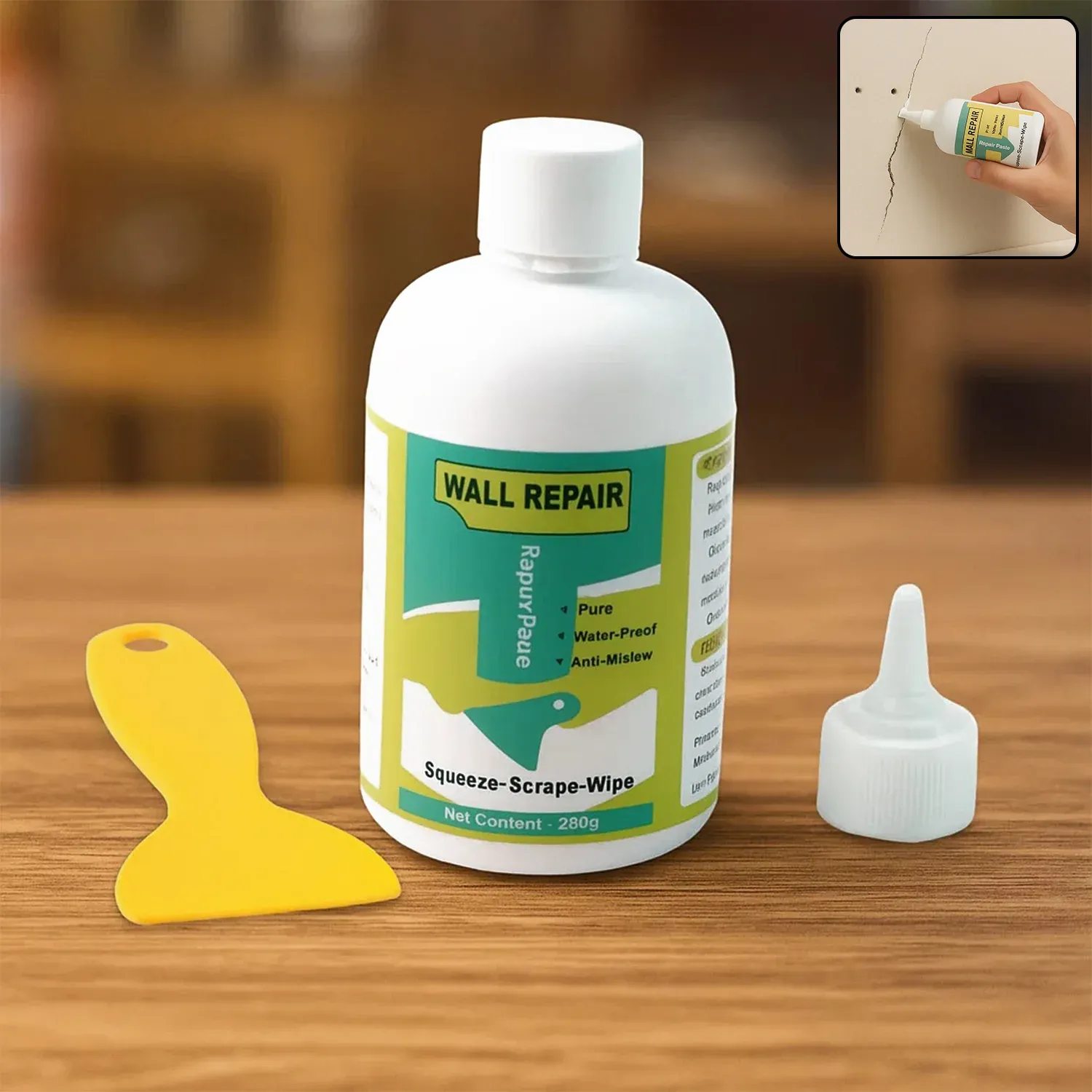 Premium Wall Crack Repair Cream – Waterproof 280g Tube with Nozzle & Scraper - Buy Online at Alikart