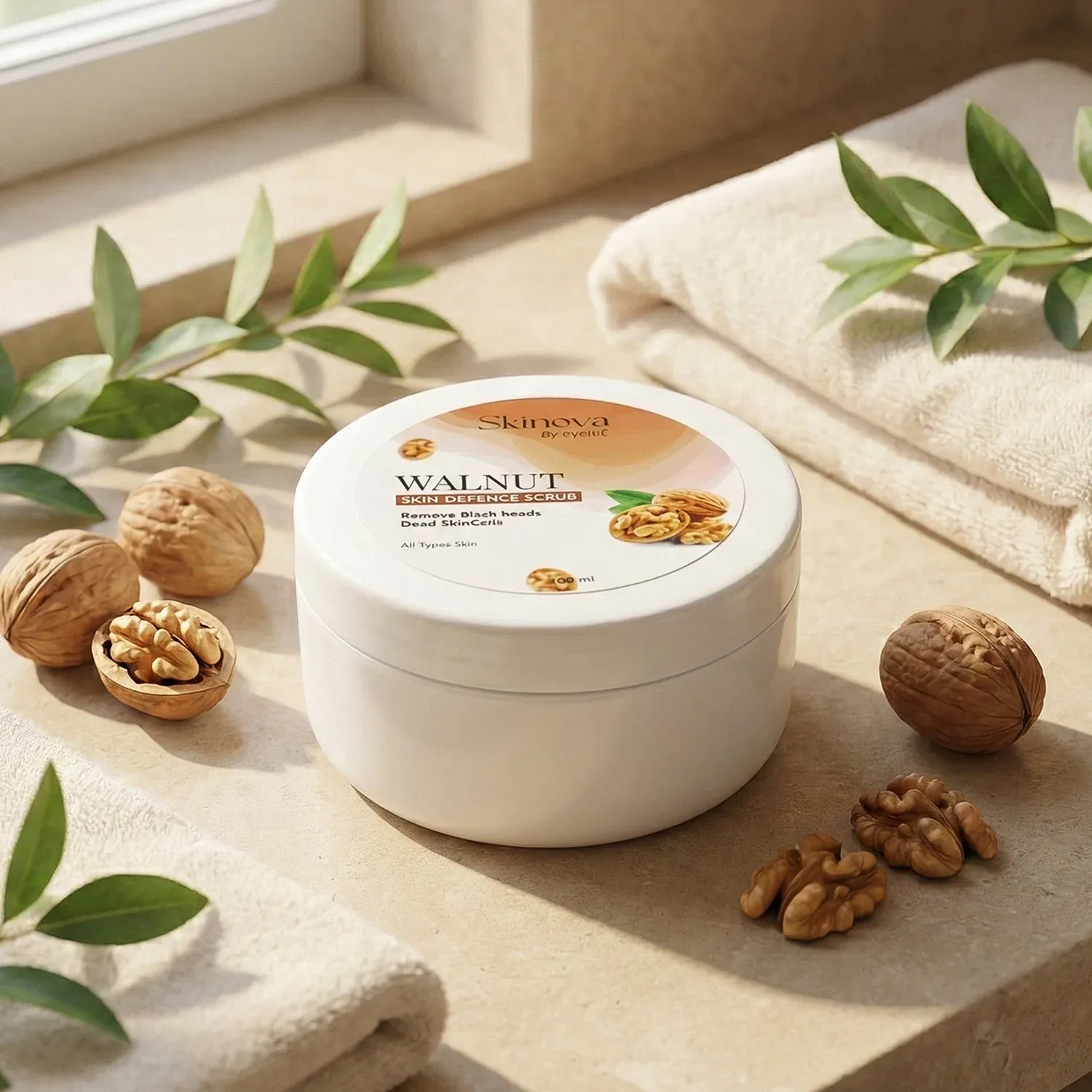 Walnut Skin Defence Scrub – Exfoliating Face & Body Cleanser 100ml - Detailed Feature View 3